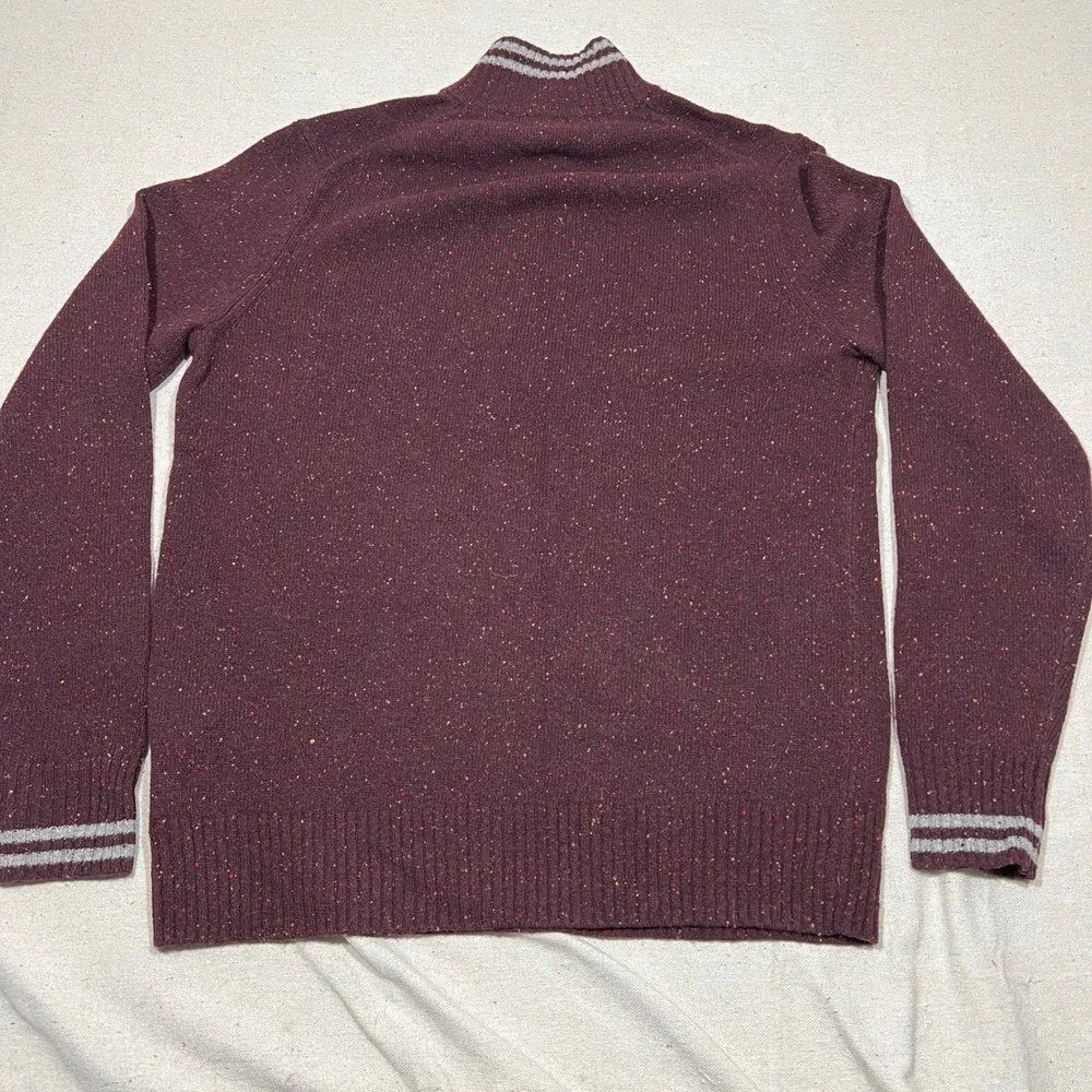 Brooks Brothers Men's Burgundy Speckled Half Zip‎ Sweater Medium Lambswool Blend